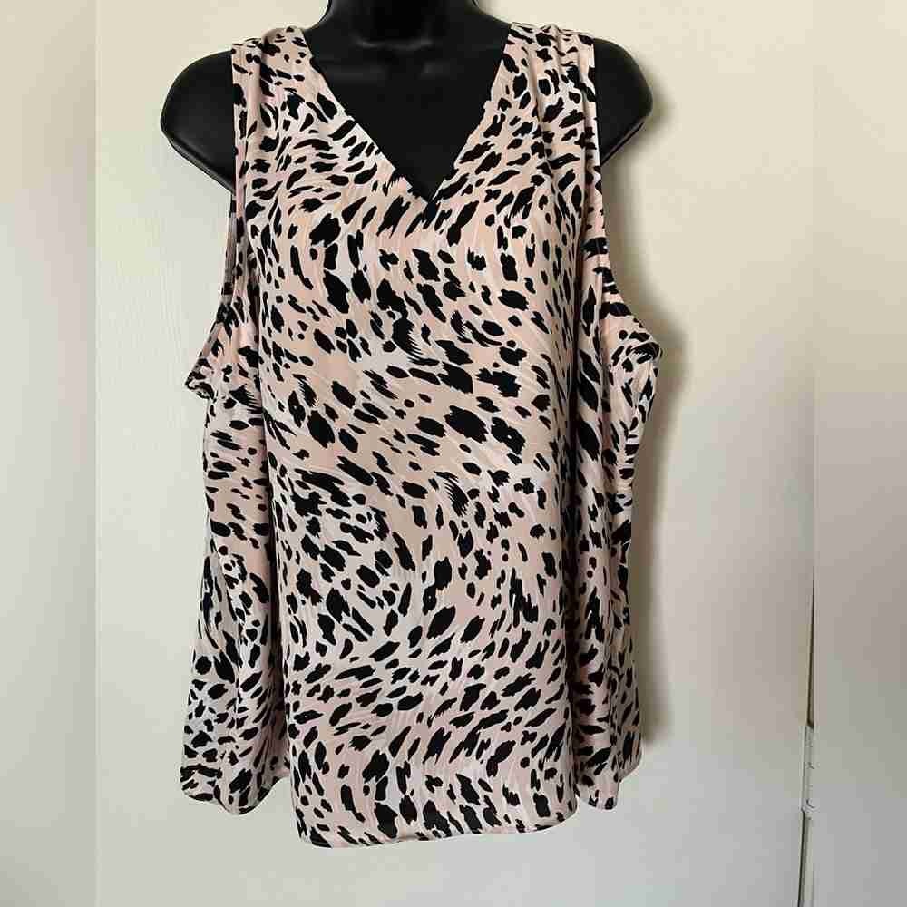 Nine West Pink and Black Animal Print Blouse